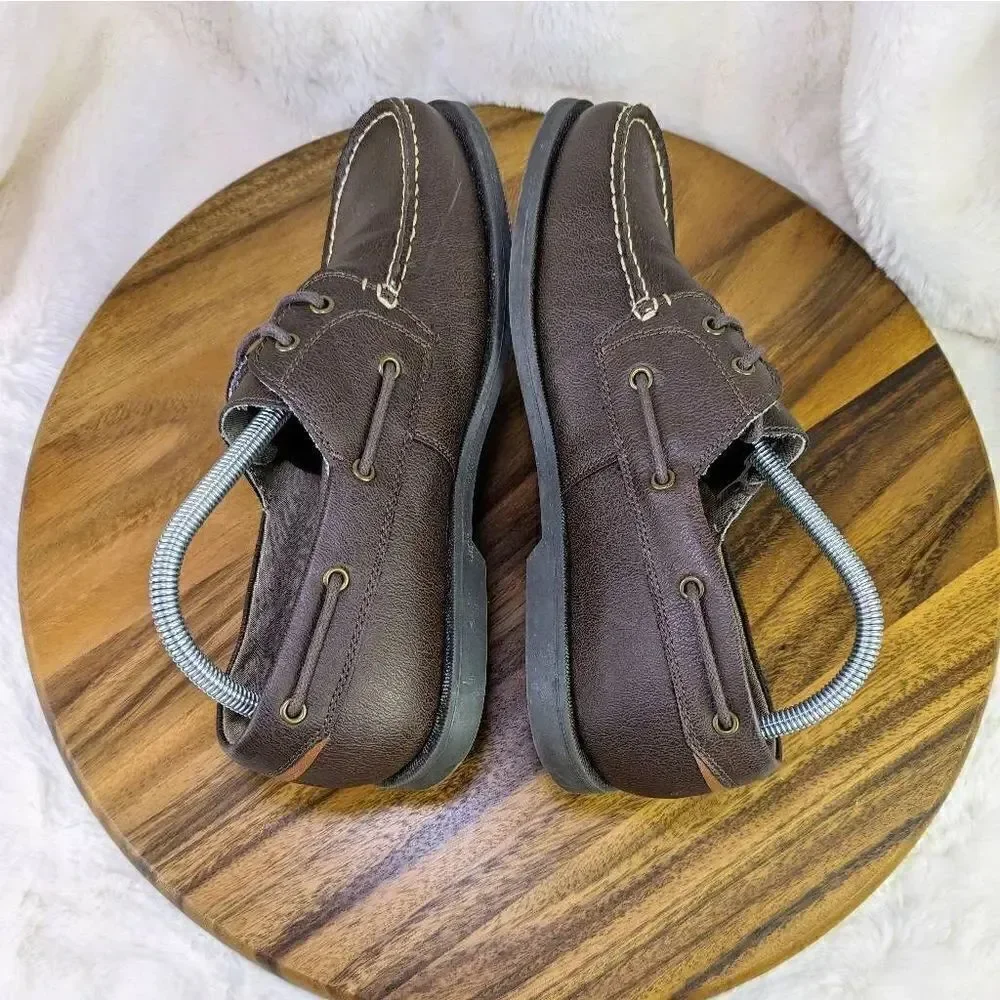 Tommy Hilfiger Mens Leather 2-Eye Low-Top Round Toe Boat Shoes Black Size 9